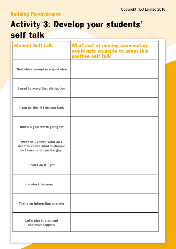 Act 3 - Develop your students' self talk
