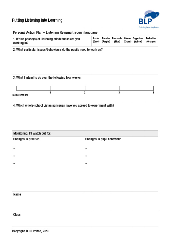 Personal Action Plan-Listening