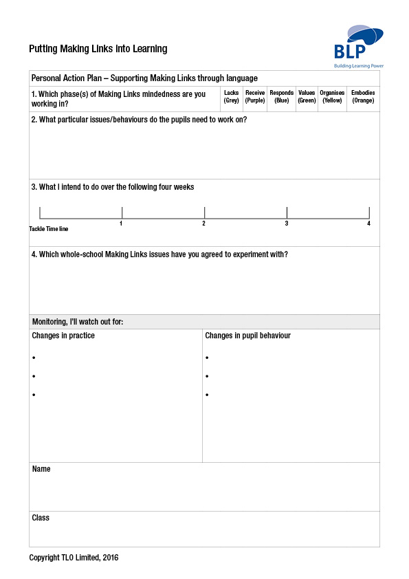 Personal Action Plan-Making Links
