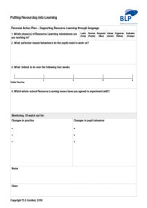Personal Action Plan-Resourcing Learning