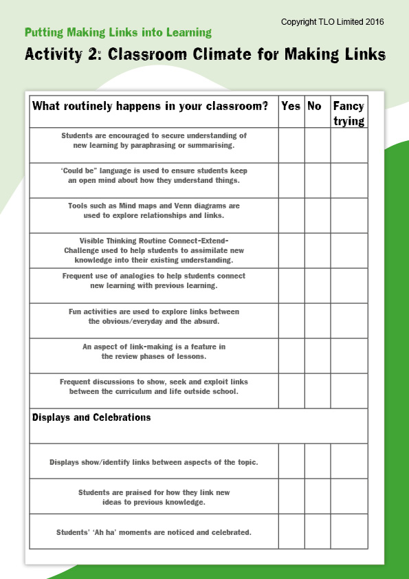 SS2- Activity 2 Classroom Climate for Making Links