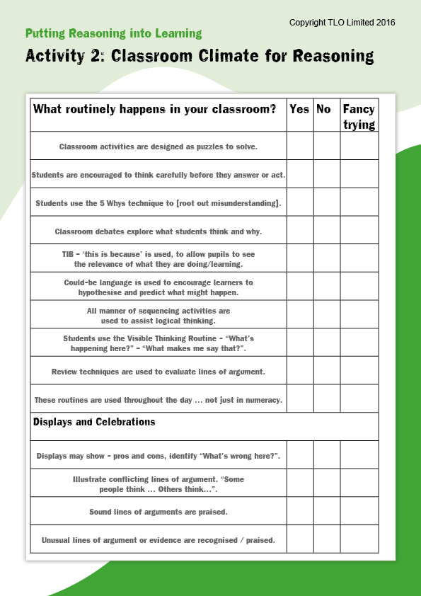 SS2-Activity 2 Classroom Climate for Reasoning
